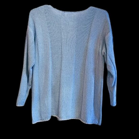 Newport News Pastel Blue Unique Zipper Design Top - M - Picture 2 of 8